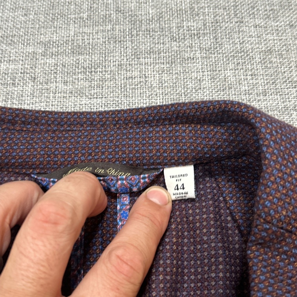Robert Graham Blazer 44 Burgundy Wool Tweed Birdseye Sport Coat Tailored Fit - Picture 7 of 13
